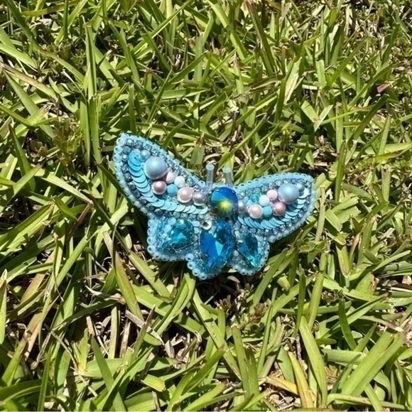 DIY Hand made beaded blue “butterfly” brooch